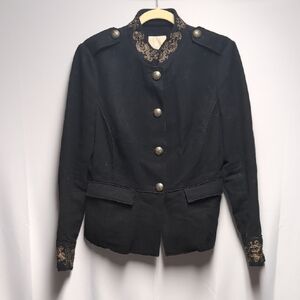 Banana Republic Heritage Wool Military Style Blazer with Gold Embroidery